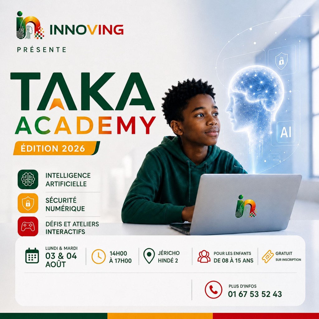 TAKA Academy Édition 2026 — Intelligence artificielle, sécurité numérique et ateliers pour les 8-15 ans à Cotonou